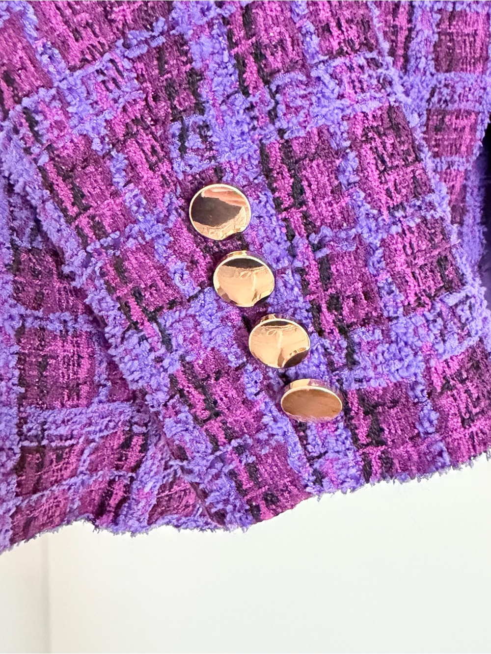 Area Stars Ana Purple Plaid Tweed Blazer Jacket - size medium - Picture 3 of 9